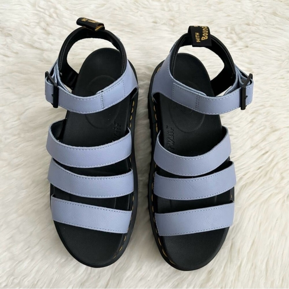 doc martens - NEW blaire quad leather strap platform sandal chunky buckle blue